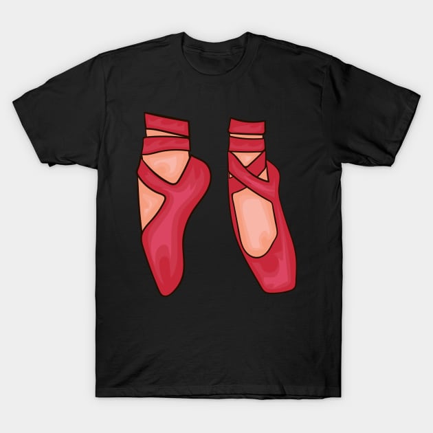 Red Ballet Shoes T-Shirt by CatsAreAmazing1